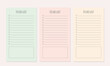 Set of minimalist planners. Checklist template. Cute and simple printable to do list. Bullet Journal. Digital Planner. Realistic vector illustration.

