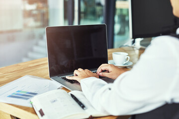 Aufkleber - Time to do business. Closeup shot of a businesswoman working on a laptop in a modern office.