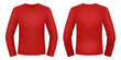 Blank red long sleeve t-shirt template. Front and back views. Vector illustration.
