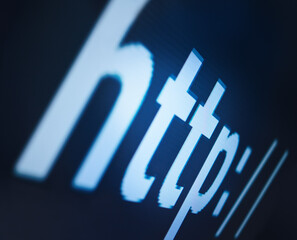 Poster - New website alert. Closeup of a search bar on a computer screen.
