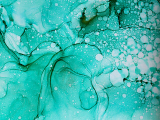 Wall Mural - Abstract green and gold fragment of colorful background, wallpaper. Mixing acrylic paints. Modern art. Marble texture. Alcohol ink colors translucent.Alcohol Abstract contemporary art fluid.