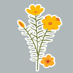 Wall Mural - autumn flower sticker in flat design, isolated