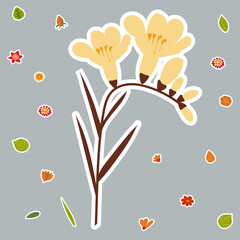 Wall Mural - autumn flower sticker in flat design, isolated on white background vector