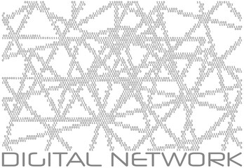 Fototapete - Digital communication network. Binary code lines