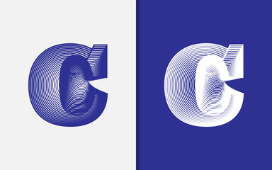 Aufkleber - Abstract Initial Letter C Logo Design. Modern Geometric Monogram Logo Style Concept.