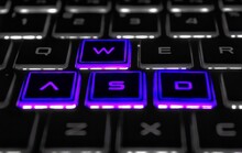 Gaming Computer Keyboard With Purple Backlit