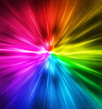 Light Speed. Spectrum Of Rainbow Colored Rays.