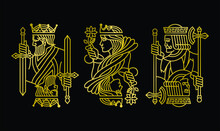 Luxury Golden King, Queen, And Jack Playing Card In Dark Background