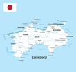 Shikoku Map. Map of Japan Prefecture. White color