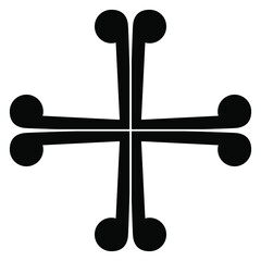 Wall Mural - Medieval cross symbol. Black and white silhouette.