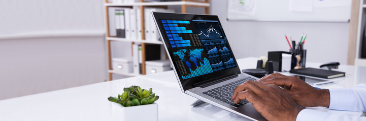 Poster - Man Analyzing Graph On Laptop