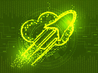 Poster - 2d illustration Abstract futuristic electronic circuit technology background