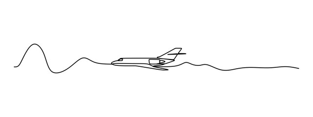 line drawing of a jet plane in a ultrasonic speed. Vector illustration for transportation and technology concept