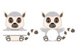 Cute little lemur split monogram. Funny cartoon character for kids t-shirts, nursery decoration, baby shower, greeting cards, invitations, scrapbooking, home decor. Vector stock illustration
