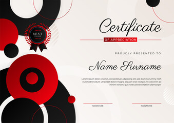 Modern certificate of achievement award template with badge and border for business and corporate