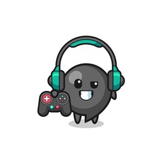 Wall Mural - comma symbol gamer mascot holding a game controller