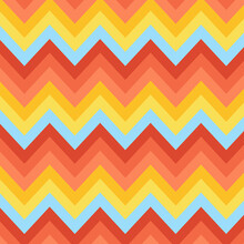 Zigzags Stripes Background. Modern Colorful Chevrons Pattern, Orange Tone Wallpaper. Summer Concept. Vector Illustration.