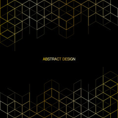 Aufkleber - The graphic design element and abstract geometric background with isometric golden vector blocks