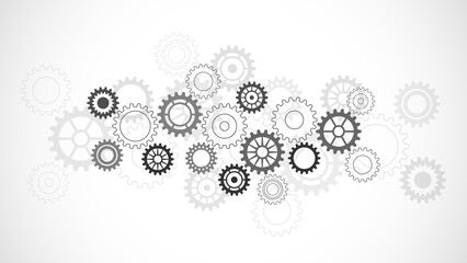 Poster - cogs and gear wheel mechanisms. concepts and ideas for hi-tech digital technology and engineering de
