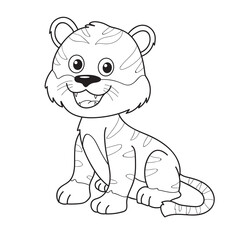 Wall Mural - coloring pages or books for kids. cute tiger illustration