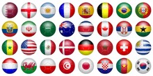 Soccer Balls In The Colors Of Different Countries On A White Background
