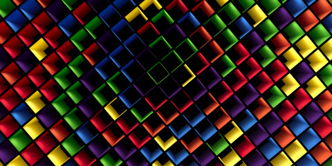 Poster - Texture and background of multi-colored volumetric figures. 