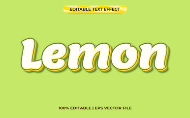 Wall Mural - lemon 3d text effect with nature theme. green typography template for lemon product