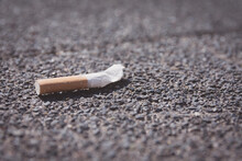 Single Cigarette Stub On The Street