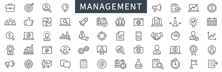 business and management line icons set. management icon collection. vector illustrator