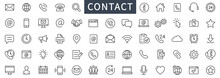Contact Thin Line Icons Set. Basic Contact Icon. Contact Symbols Set. Vector