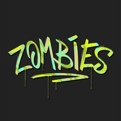 Wall Mural - Colorful square poster. A stylish template for graphic prints on fabrics or T-shirts. Hand-drawn background. An illustration with an inscription. Zombies.