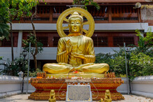 Golden Buddha, Indian Style, Meditating At Wat Phra That Cho Hae, Phrae Province, Thailand