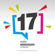 17 Years Anniversary celebration colorful white modern number logo icon banner