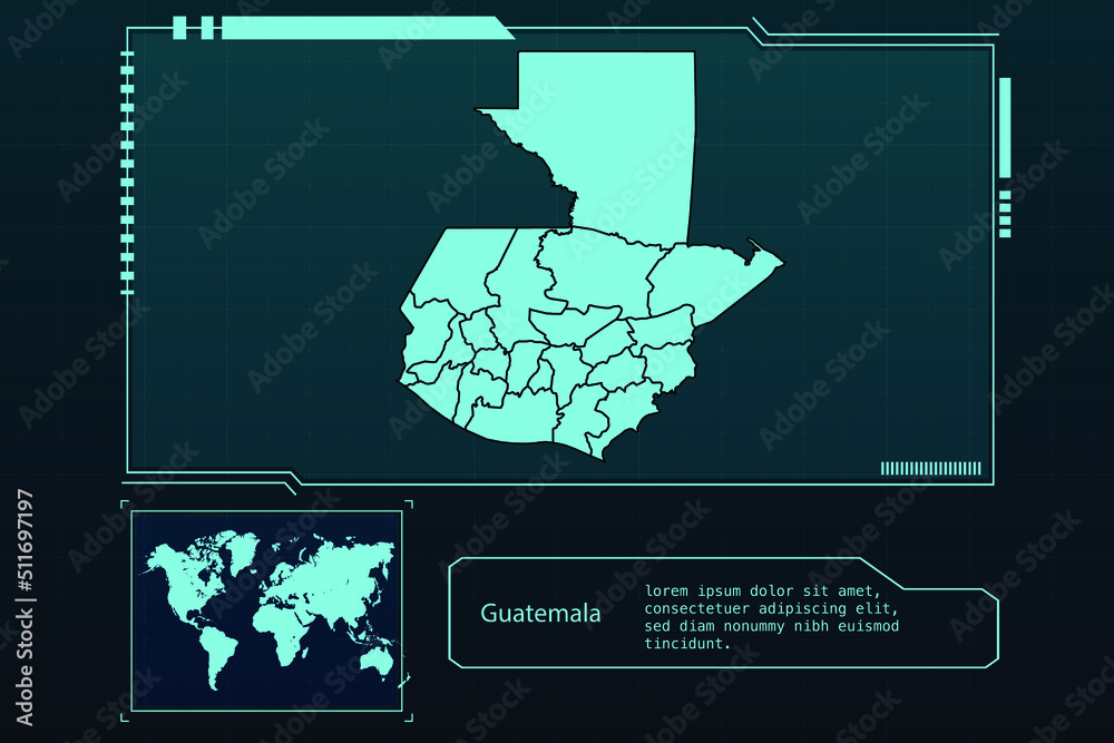 Guatemala Map Futuristic infographic Map element collection background