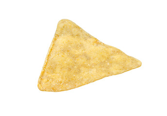 Wall Mural - Nachos one triangular, isolated on white background with clipping path, element of packaging design. Full depth of field.