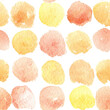 © Александра Лобанова - Round watercolor stains seamless pattern with yellow, red and orange dots