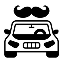 Macho Mans Vehicle Vector Icon Design, Happy Fathers Day Symbol, Dads Gift Elements Sign, Parents Day Stock Illustration, Daddys Car With Mustache Concept