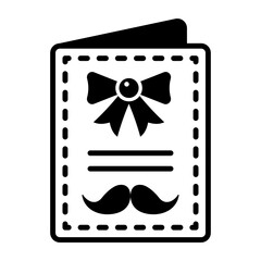 Handmade Printing Card with Ribbon and mustachio Vector Icon Design, Fathers Day Symbol, Dads Gift Elements Sign, Parents Day Stock illustration, Greeting Cards Concept