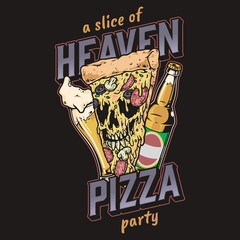 Sticker - Pizza party poster vintage colorful