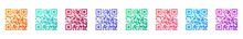 QR Code Colorful Set Icon. QR Code Sign For Smartphone Scanning. Qr Code Scan Information Symbol. Template Design For Sticker, Logo, Mobile App. Vector Illustration