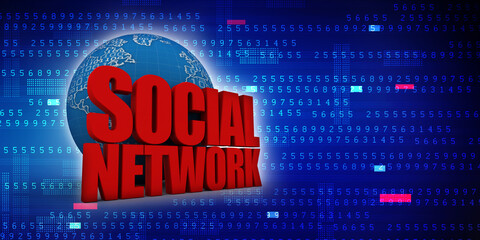 Poster - 3d rendering social network illustration 
