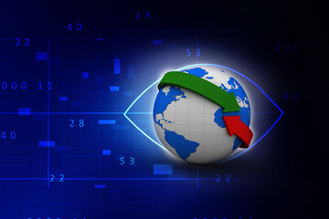Poster - 3d illustration Arrow and Earth globe. 3d render