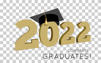 Class of 2022. Vector congratulations graduates graduation concept for banner, greeting card, stamp, logo, print, invitation