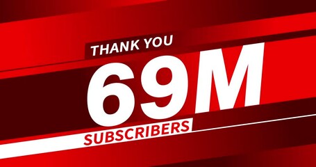 Wall Mural - Thank you 69 million subscribers, modern animation design