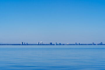 Wall Mural - Tampa, FL, USA - 02 10 2022: Beautiful Tampa downtown and Tampa bay landscape