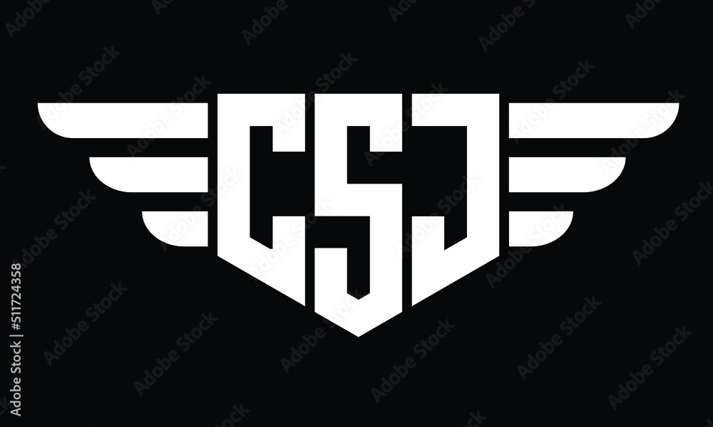 CSJ three letter logo, creative wings shape logo design vector template ...