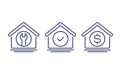 Canvas Print - house maintenance line icons, vector