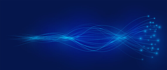 Fototapete - AI wave lines neural network. Vector background of Artificial