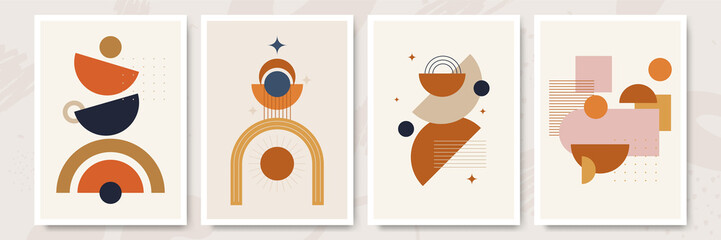 Poster - Modern minimalist abstract aesthetic illustrations with geometric shapes. Contemporary wall decor. Collection of creative artistic posters.