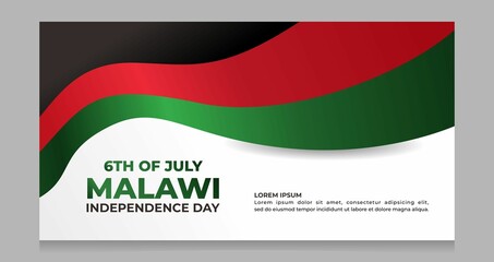 Happy Independence day of Malawi, Waving flag of Malawi for independence day greeting card, Banner or poster of Malawi independence day celebration